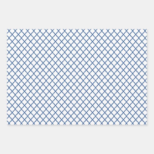 Blauw en wit geometrisch patroon  inpakpapier vel (Voorkant)