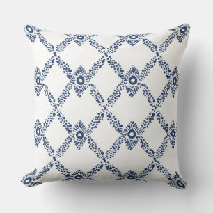 Blauw en wit geometrisch Sierkussen