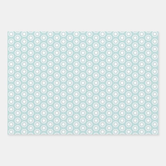 Blauw en Wit Geometrische Elementen Mozaïek Inpakpapier Vel (Voorkant 3)