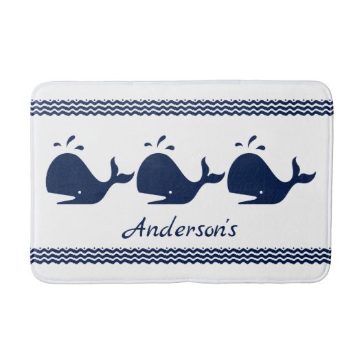 Blauw en wit gepersonaliseerd badmat (Voorkant)