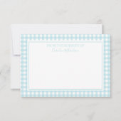 Blauw en Wit Gepersonaliseerd Gingham Patroon Bedankkaart (Voorkant)