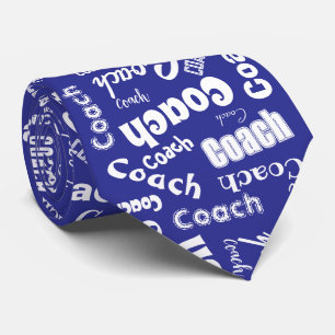 Blauw en Wit Gepersonaliseerde Coach Gift Name Art Stropdas