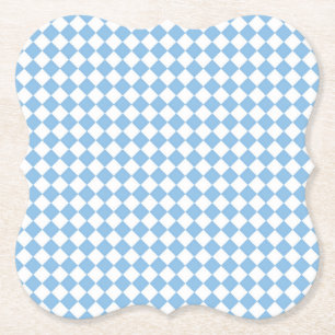 Blauw en wit geruit diamantpatroon kartonnen onderzetters