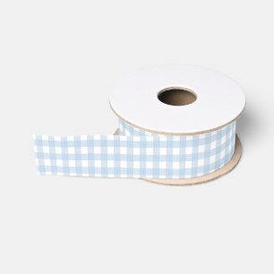 Blauw en wit geruit grosgrain lint