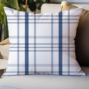 Blauw en wit geruit kussen