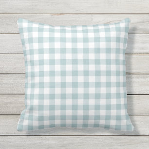 Blauw en wit geruit patroon buitenkussen