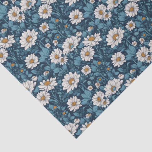 Blauw en wit geschilderde bloem tissuepapier (Detail)