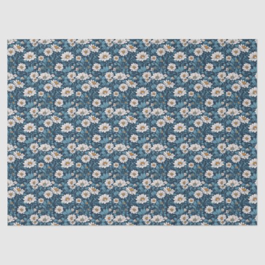 Blauw en wit geschilderde bloem tissuepapier (Voorkant)