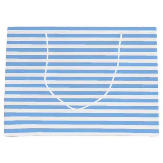 Blauw en wit gestreept Baby shower Groot Cadeauzakje (Voorkant)