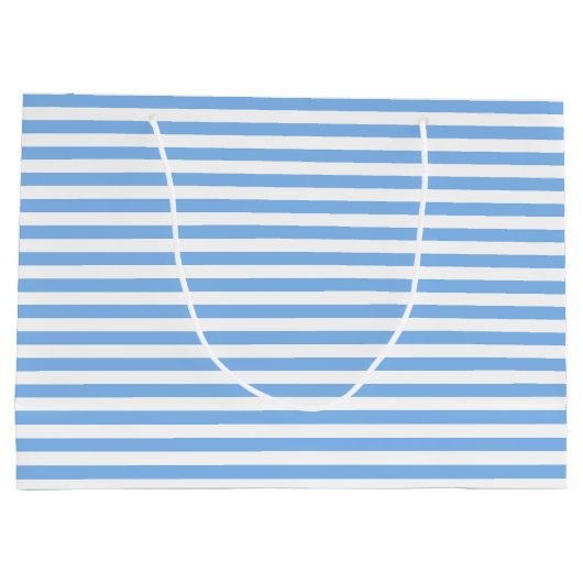 Blauw en wit gestreept Baby shower Groot Cadeauzakje (Achterkant)