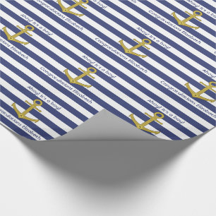 Blauw en wit gestreept Baby shower van Nautical Bo Cadeaupapier