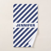 Blauw en wit gestreept bad handdoek (Handdoek)