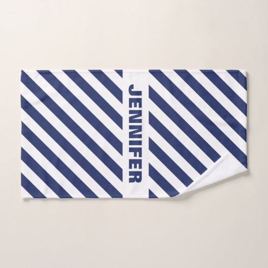Blauw en wit gestreept bad handdoek (Handdoek)