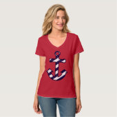 Blauw en wit gestreept, niet-homogeen T-shirt (Voorkant volledig)