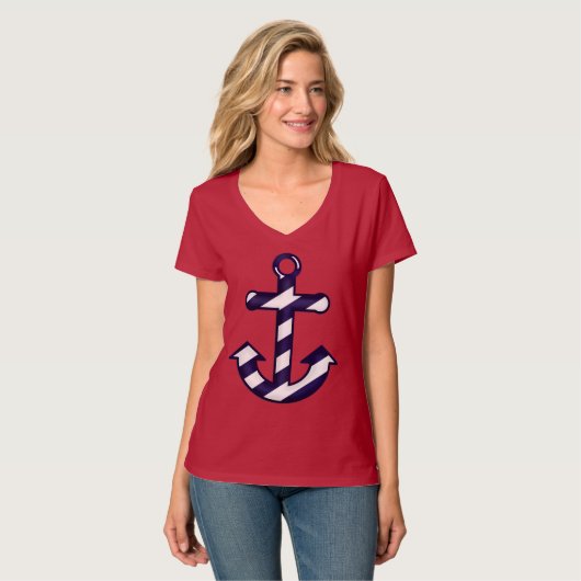 Blauw en wit gestreept, niet-homogeen T-shirt (Voorkant volledig)