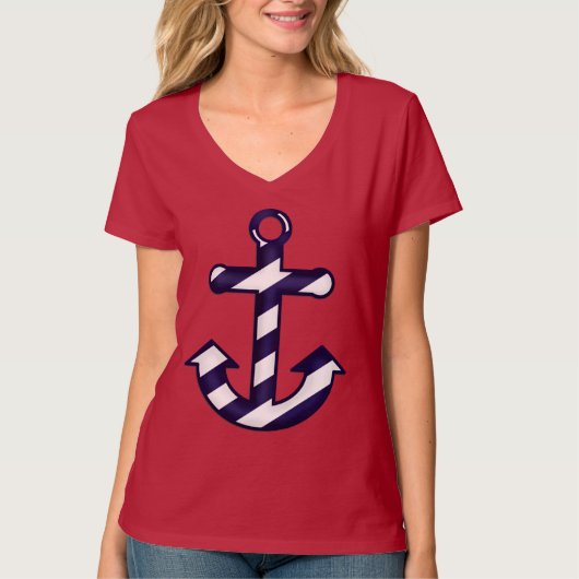 Blauw en wit gestreept, niet-homogeen T-shirt (Voorkant)