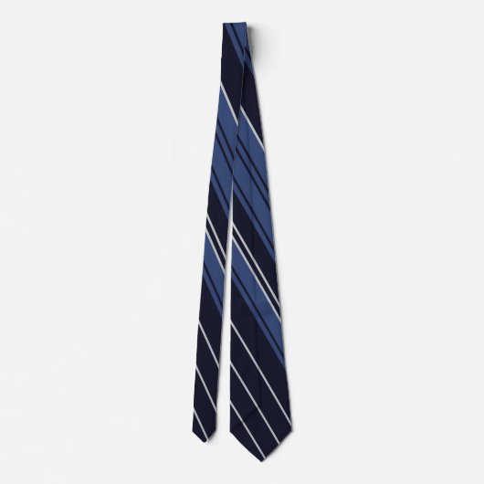 Blauw en Wit Gestreept Patroon Stropdas (Achterkant)
