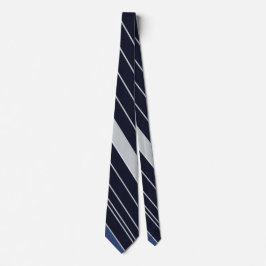 Blauw en Wit Gestreept Patroon Stropdas