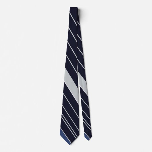 Blauw en Wit Gestreept Patroon Stropdas (Voorkant)