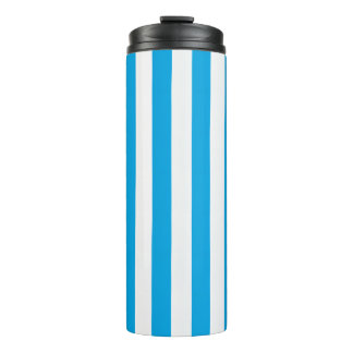 Blauw en wit gestreept thermosbeker
