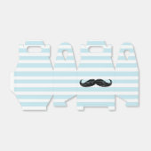 Blauw en Wit Gestreepte Mustache Snoep Treat Box Bedankdoosjes (Uitgevouwen)
