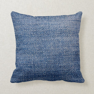 Blauw en wit getextureerd Denim Pattern-Sierkussen Kussen