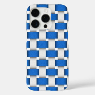 Blauw en wit geweven strandstoel stof ontwerp iPhone 16 pro hoesje