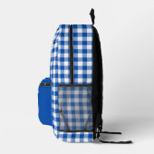 Blauw en wit Gingham Check Plaid Monogram Bedrukte Rugzak (Rechts)