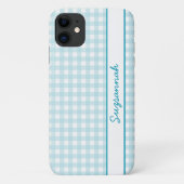  blauw en Wit Gingham Controle Douane Case-Mate iPhone Case (Achterkant)