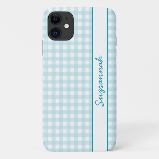 blauw en Wit Gingham Controle Douane Case-Mate iPhone Case (Achterkant)