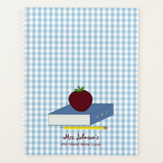 Blauw en wit gingham leraar planner