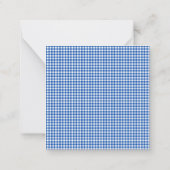 Blauw en wit Gingham Plaid Monogram Notitiekaartje (Achterkant)
