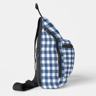 Blauw en wit Gingham Sling Bag