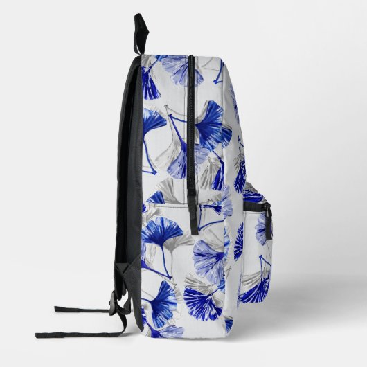 Blauw en wit gingko blad bedrukte rugzak (Links)