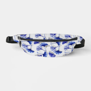 Blauw en wit gingko blad heuptasje