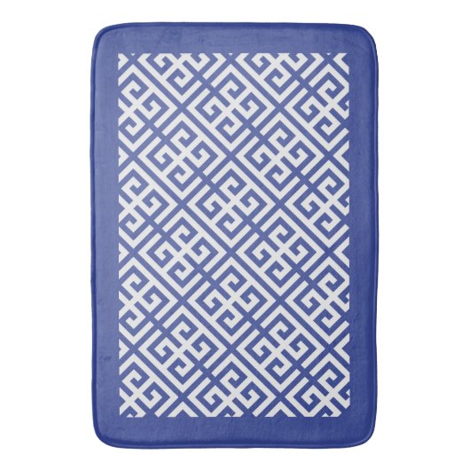 Blauw en Wit Grieks Sleutelpatroon Badmat (Voorkant Verticaal)
