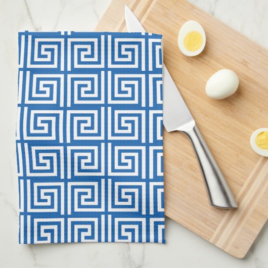 Blauw en wit Grieks Zeer belangrijk ontwerp Keuken Theedoek (Quarter Fold)