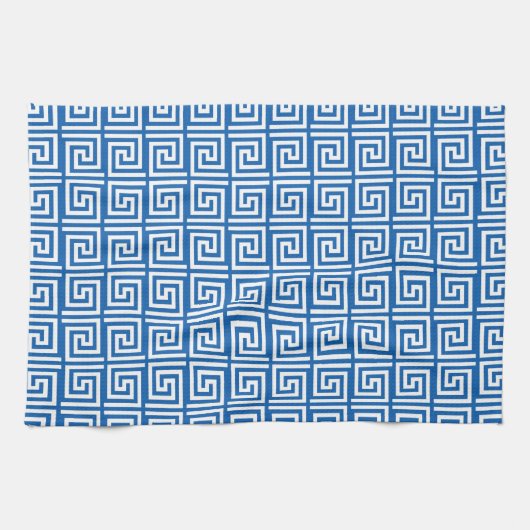 Blauw en wit Grieks Zeer belangrijk ontwerp Keuken Theedoek (Horizontaal)