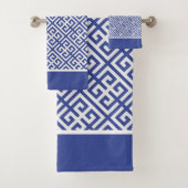 Blauw en Wit Griekse Sleutel Bad Handdoek (Insitu)