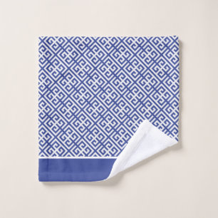 Blauw en Wit Griekse Sleutel Bad Handdoek