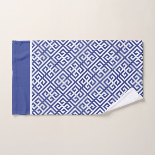 Blauw en Wit Griekse Sleutel Bad Handdoek (Handdoek)