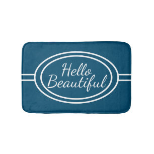 Blauw en wit Hallo prachtige Bath Mat