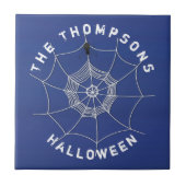 Blauw en wit Halloween Spooky Custom Tegeltje (Voorkant)