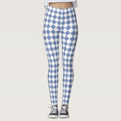 Blauw en wit Harlequin Diamond Pattern Leggings (Voorkant)