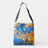 Blauw en wit hart crossbody tas (Achterkant)