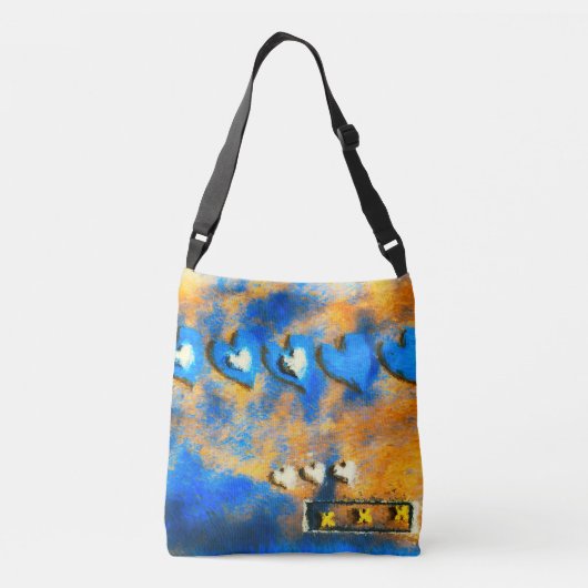 Blauw en wit hart crossbody tas (Achterkant)