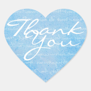 Blauw en Wit Hart Dank u Envelopzegel Sticker