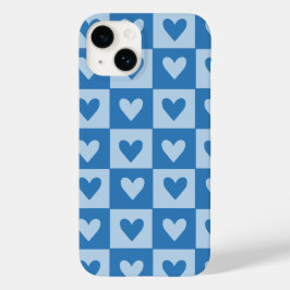 Blauw en wit hart geruit telefoonhoesje Case-Mate iPhone 14 hoesje