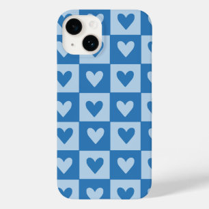 Blauw en wit hart geruit telefoonhoesje Case-Mate iPhone 14 hoesje