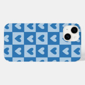 Blauw en wit hart geruit telefoonhoesje Case-Mate iPhone case (Achterkant (horizontaal))